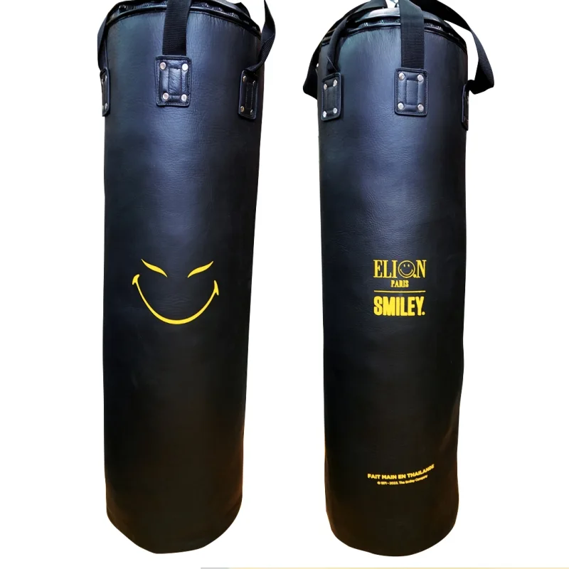 Sac de frappe Elion × Smiley 50th Anniversary 1,30 m 45 kg, cuir noir