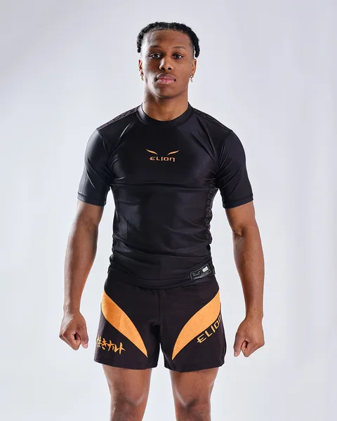Rashguard Naruto × Elion manches courtes, Naruto noir et orange