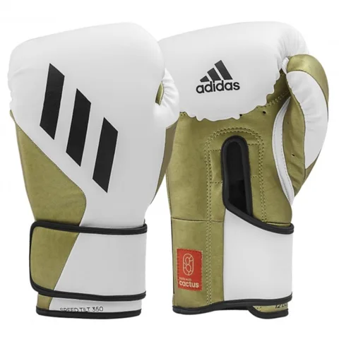 Gants de boxe d’entraînement Adidas Speed Tilt 350 Cactus, blanc et or