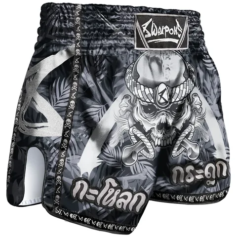 Short de boxe thaï 8 Weapons Bone Island, noir