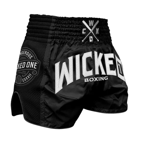 Short de boxe thaï Wicked One Block, noir