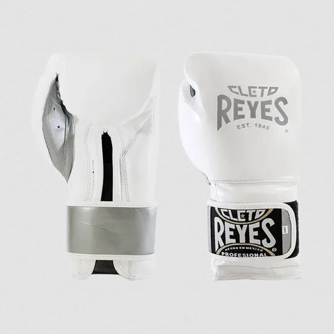 Gants de boxe d’entraînement Cleto Reyes Pro Sparring, blanc et argent