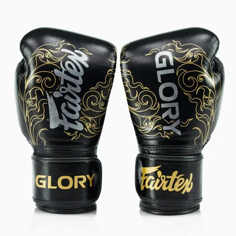 Gants de boxe d’entraînement Fairtex × Glory, noir et or
