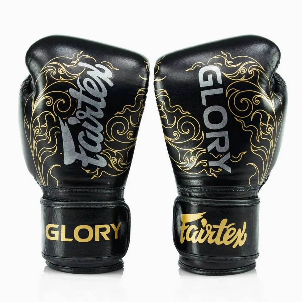 Gants de boxe d’entraînement Fairtex × Glory, noir et or
