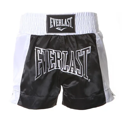 Short de boxe thaï Everlast, noir et blanc