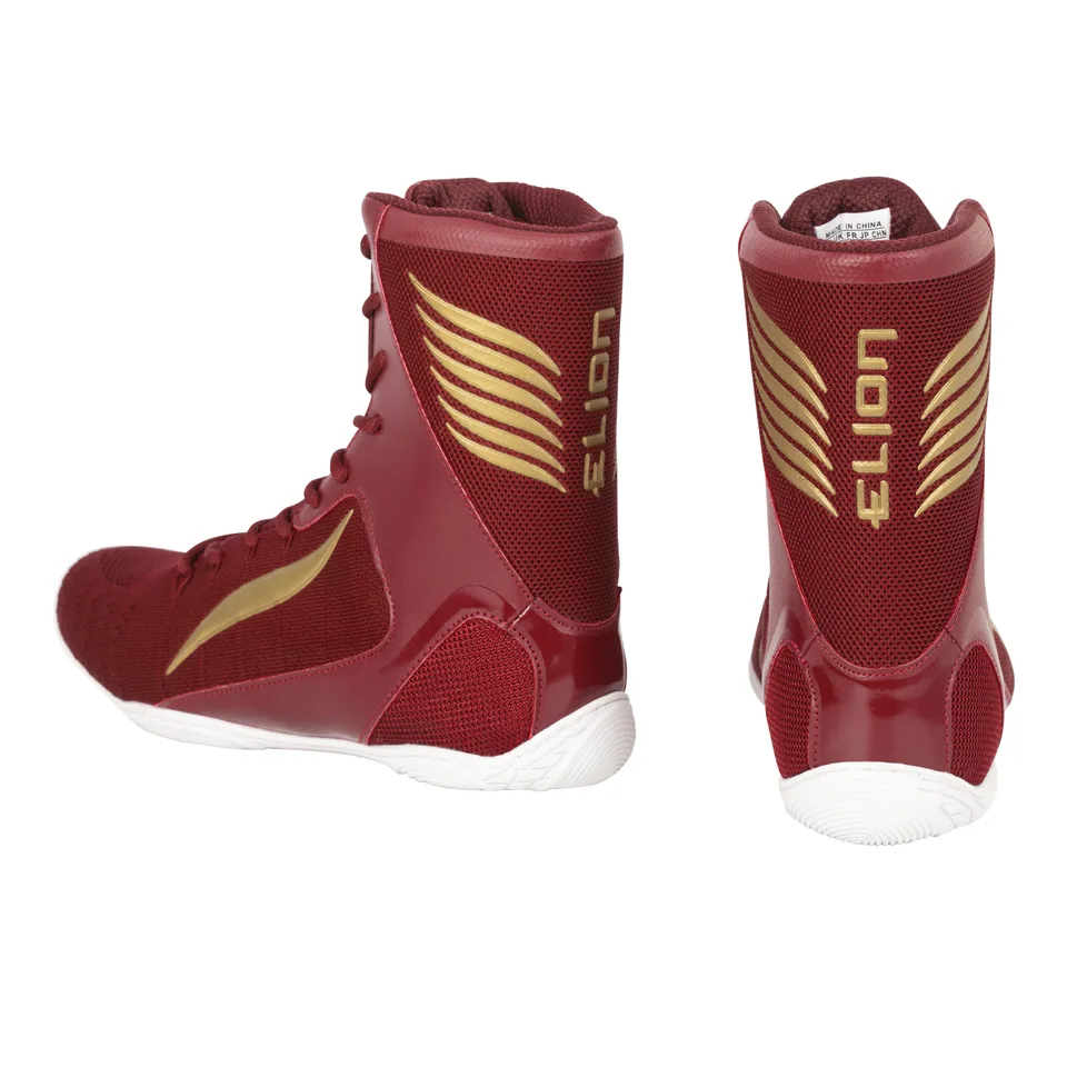 Chaussures de boxe Elion Rapide, bordeaux et or
