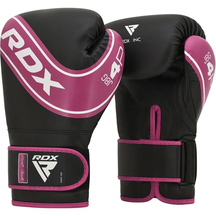 Gants de boxe enfant RDX 4B Robo, noir et rose