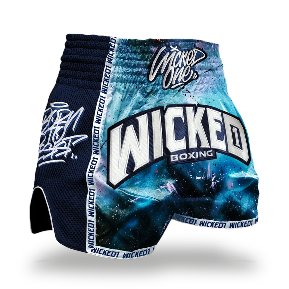 Short de boxe thaï Wicked One Blue Print