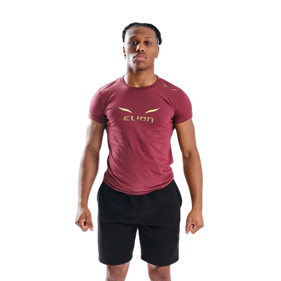 T-shirt Elion Ring Walk, bordeaux et or