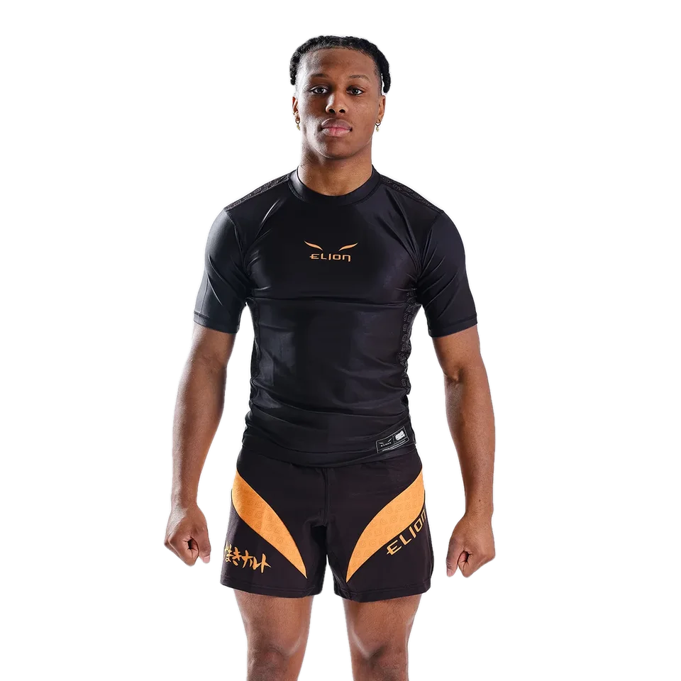 Rashguard Naruto × Elion manches courtes, Naruto noir et orange