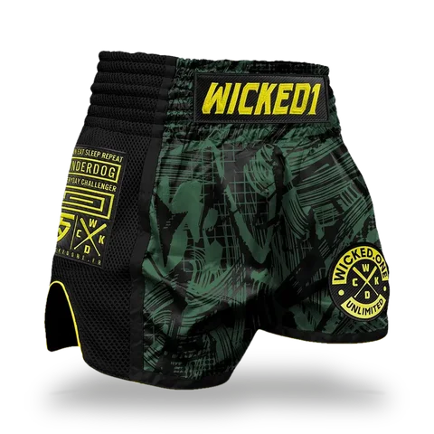 Short de boxe thaï Wicked One Havoc, kaki
