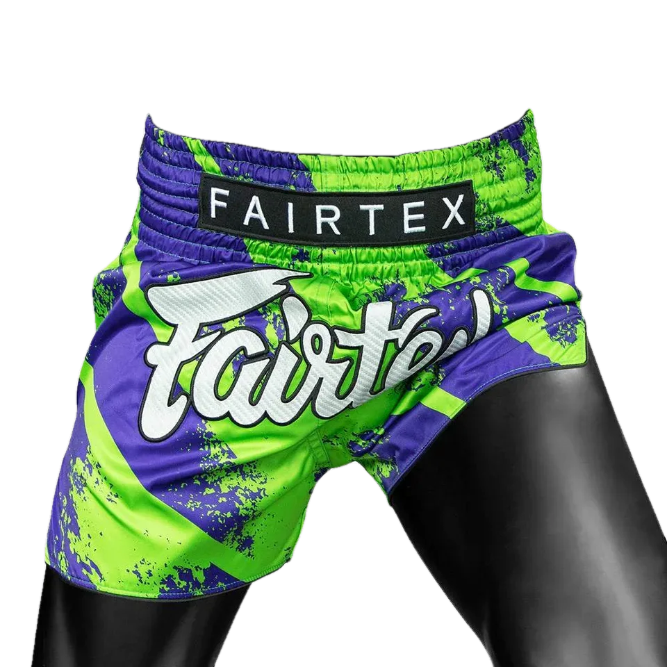 Short de boxe thaï Fairtex Street King, bleu et vert