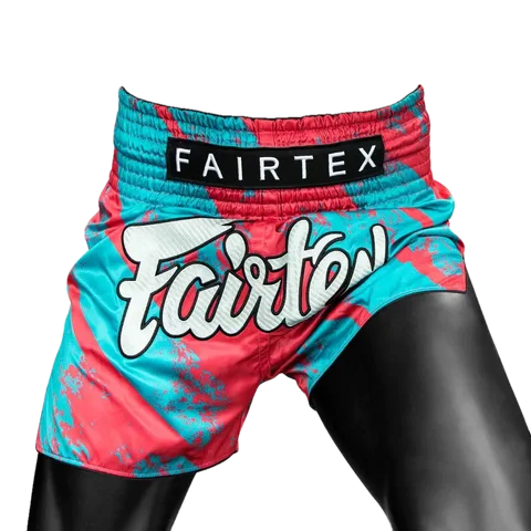 Short de boxe thaï Fairtex Street King, turquoise et rouge