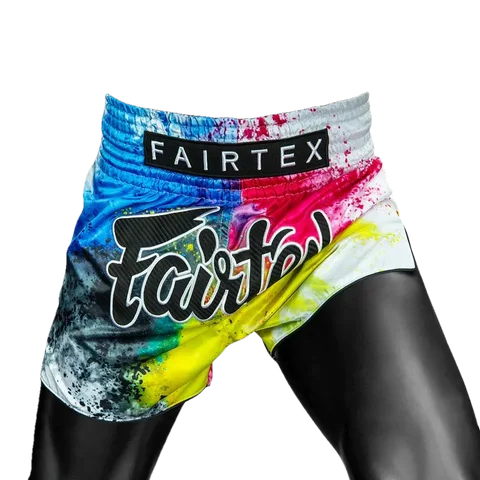 Short de boxe thaï Fairtex Acid Jazz, blanc