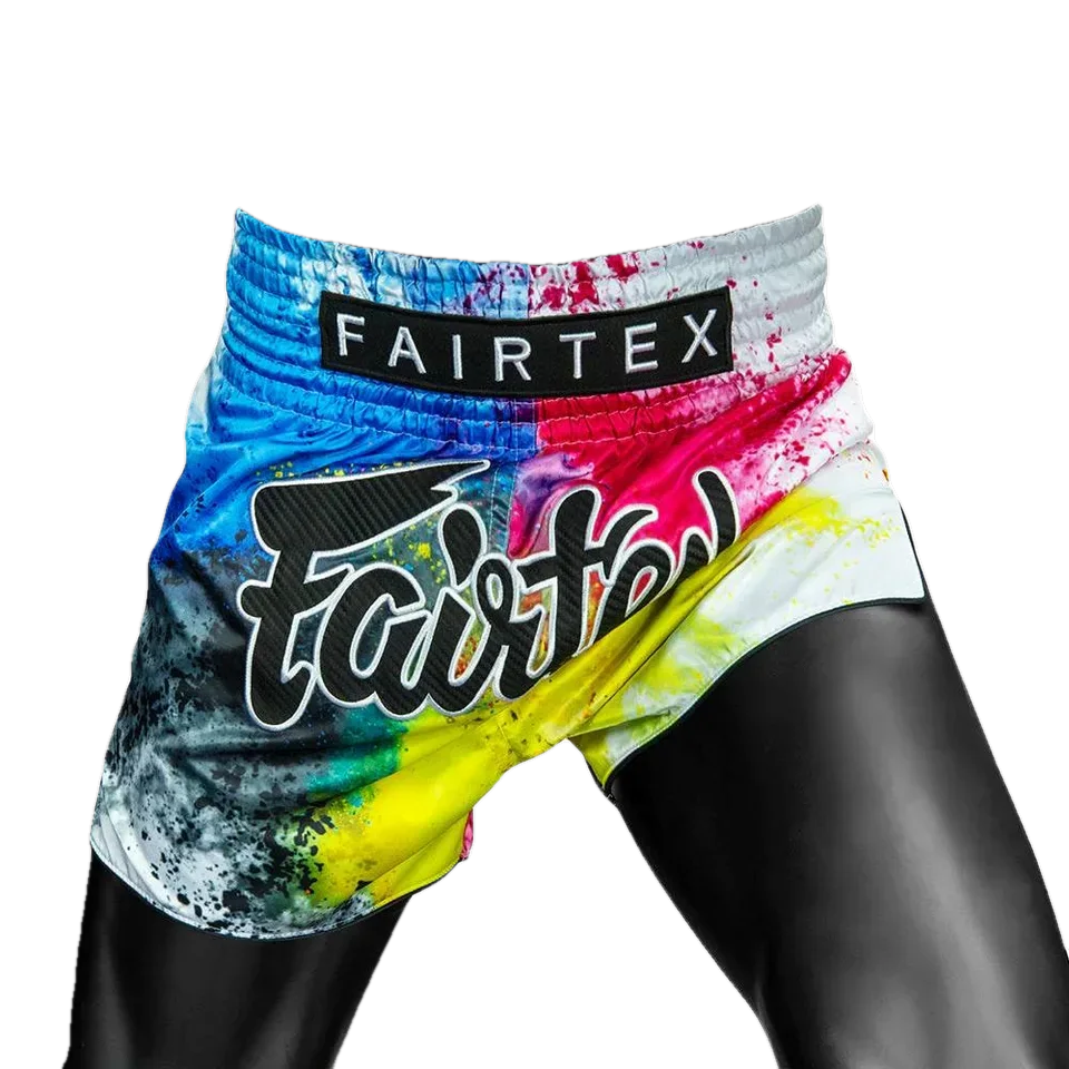 Short de boxe thaï Fairtex Acid Jazz, blanc