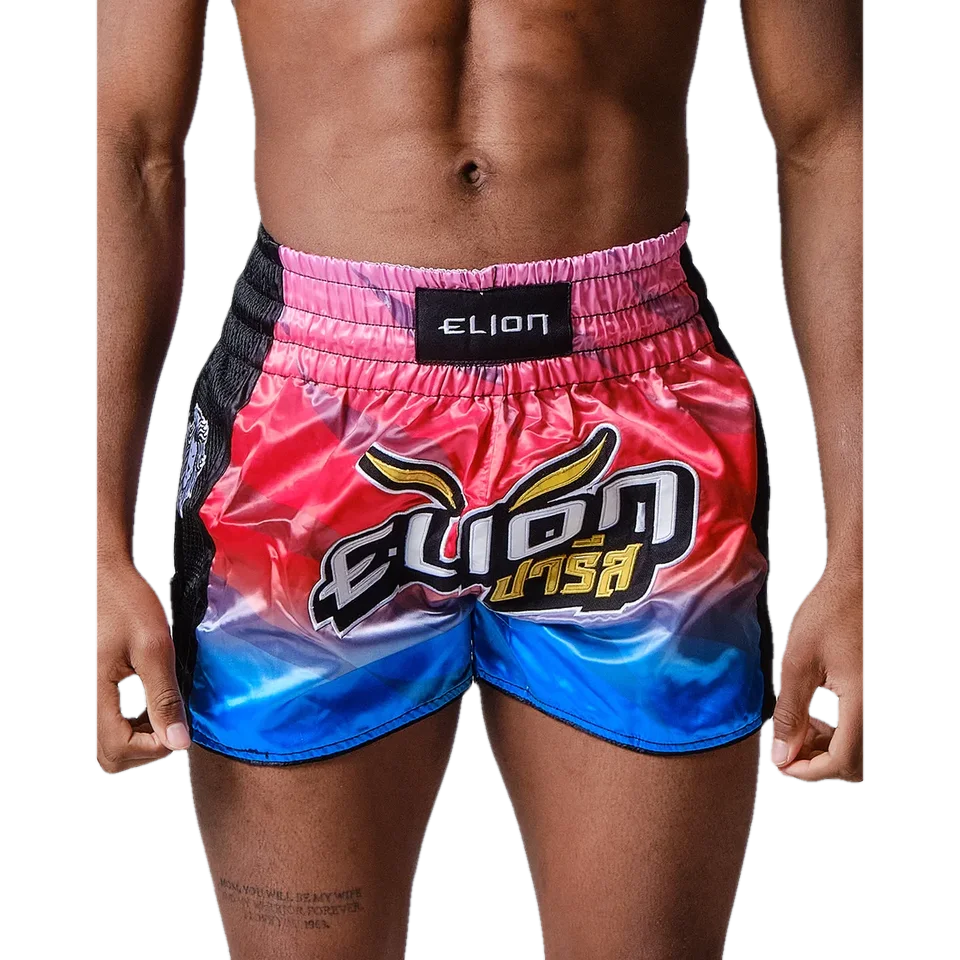 Short de boxe thaï Elion Raja, rouge et bleu