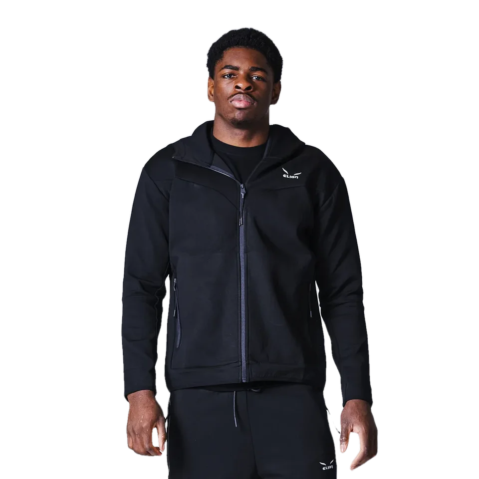 Sweat à capuche zippé Elion Nazareth, noir