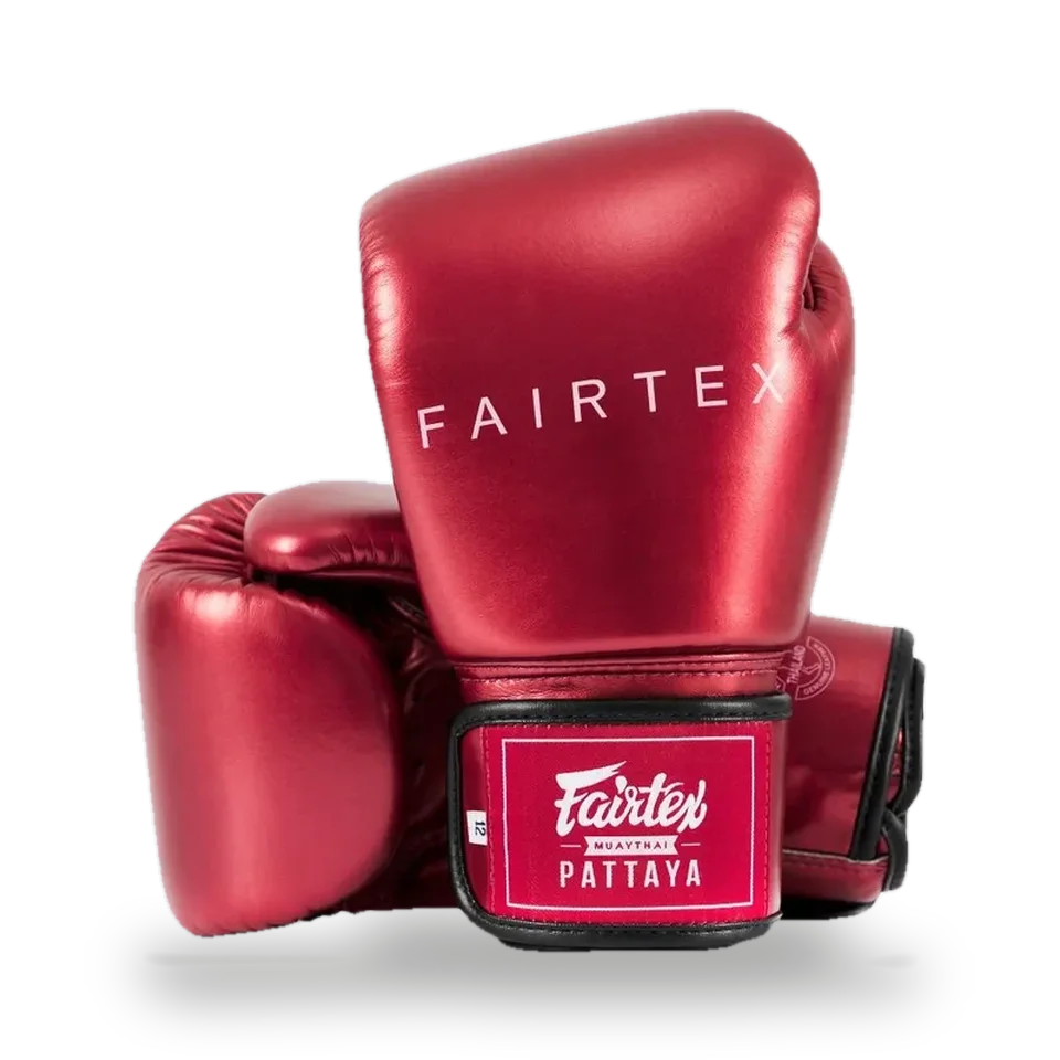 Gants de boxe d’entraînement Fairtex Metallic, rouge