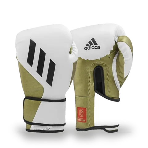 Gants de boxe d’entraînement Adidas Speed Tilt 350 Cactus, blanc et or