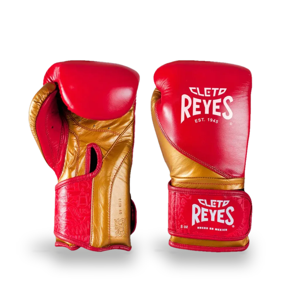 Gants de boxe d’entraînement Cleto Reyes High Precision, rouge et or