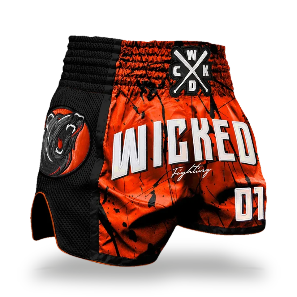 Short de boxe thaï Wicked One Bad Bear, orange