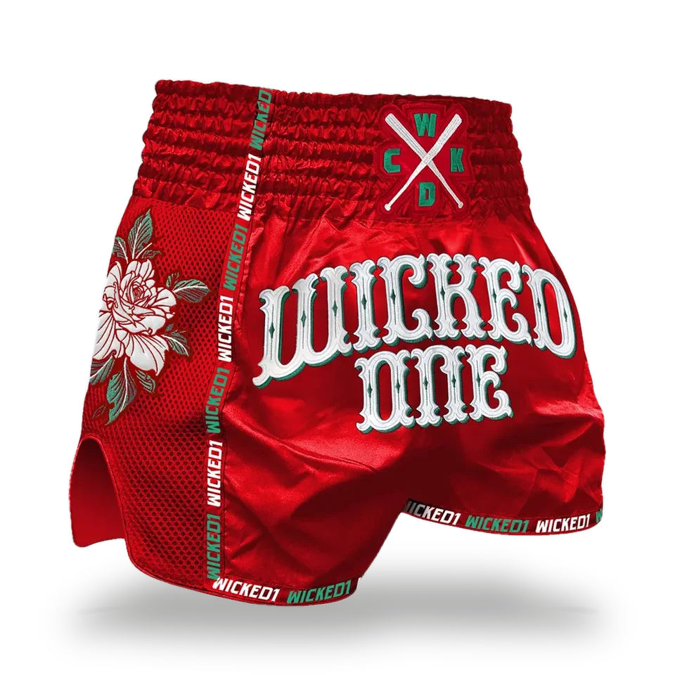 Short de boxe thaï Wicked One Bandido, rouge