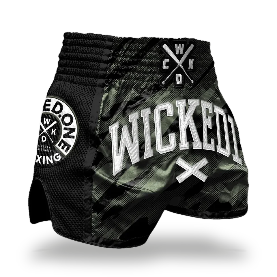 Short de boxe thaï Wicked One Fury, kaki
