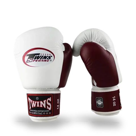 Gants de boxe d’entraînement Twins BGVL3, blanc et bordeaux
