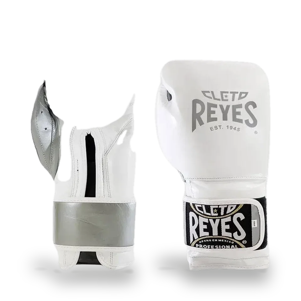Gants de boxe d’entraînement Cleto Reyes Pro Sparring, blanc et argent