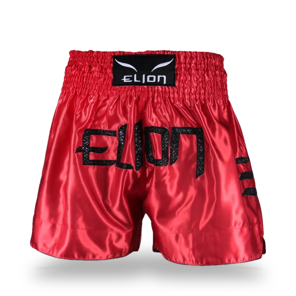 Short de boxe thaï Elion Brodé, rouge