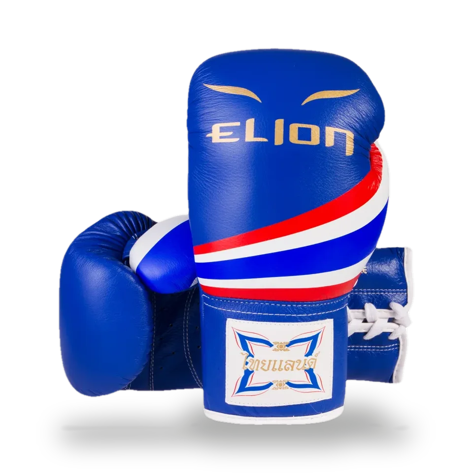 Gants de boxe à lacets Elion Born in Thailand, bleu