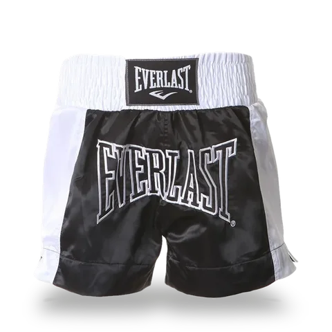 Short de boxe thaï Everlast, noir et blanc
