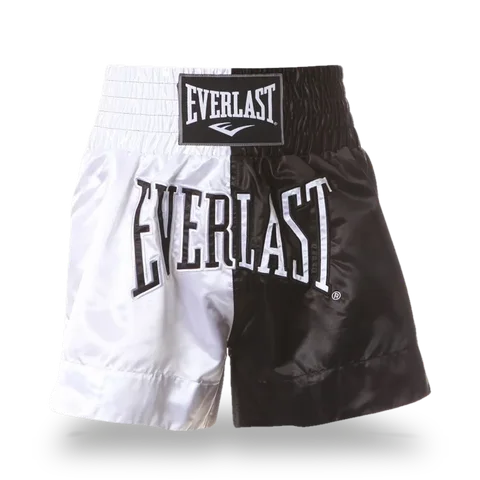 Short de boxe thaï Everlast, blanc et noir