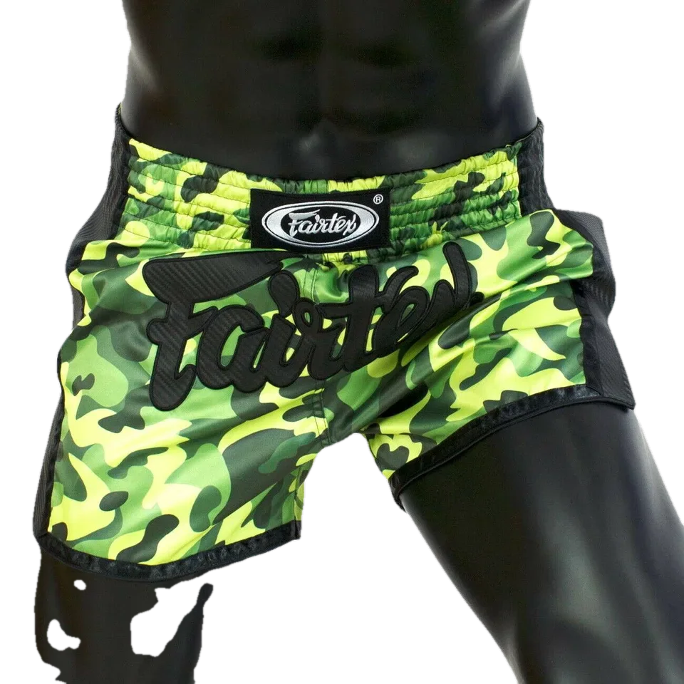 Short de boxe thaï Fairtex, vert et camo