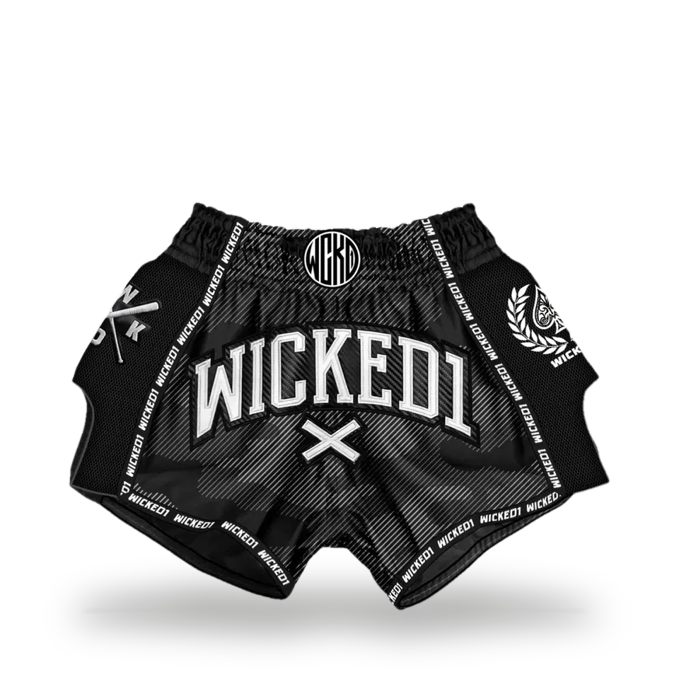 Short de boxe thaï Wicked One MT Kick, camo et noir