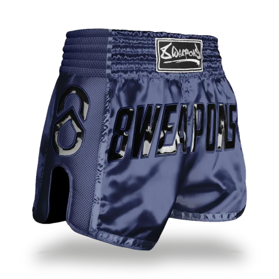 Short de boxe thaï 8 Weapons Super Grand, mesh bleu